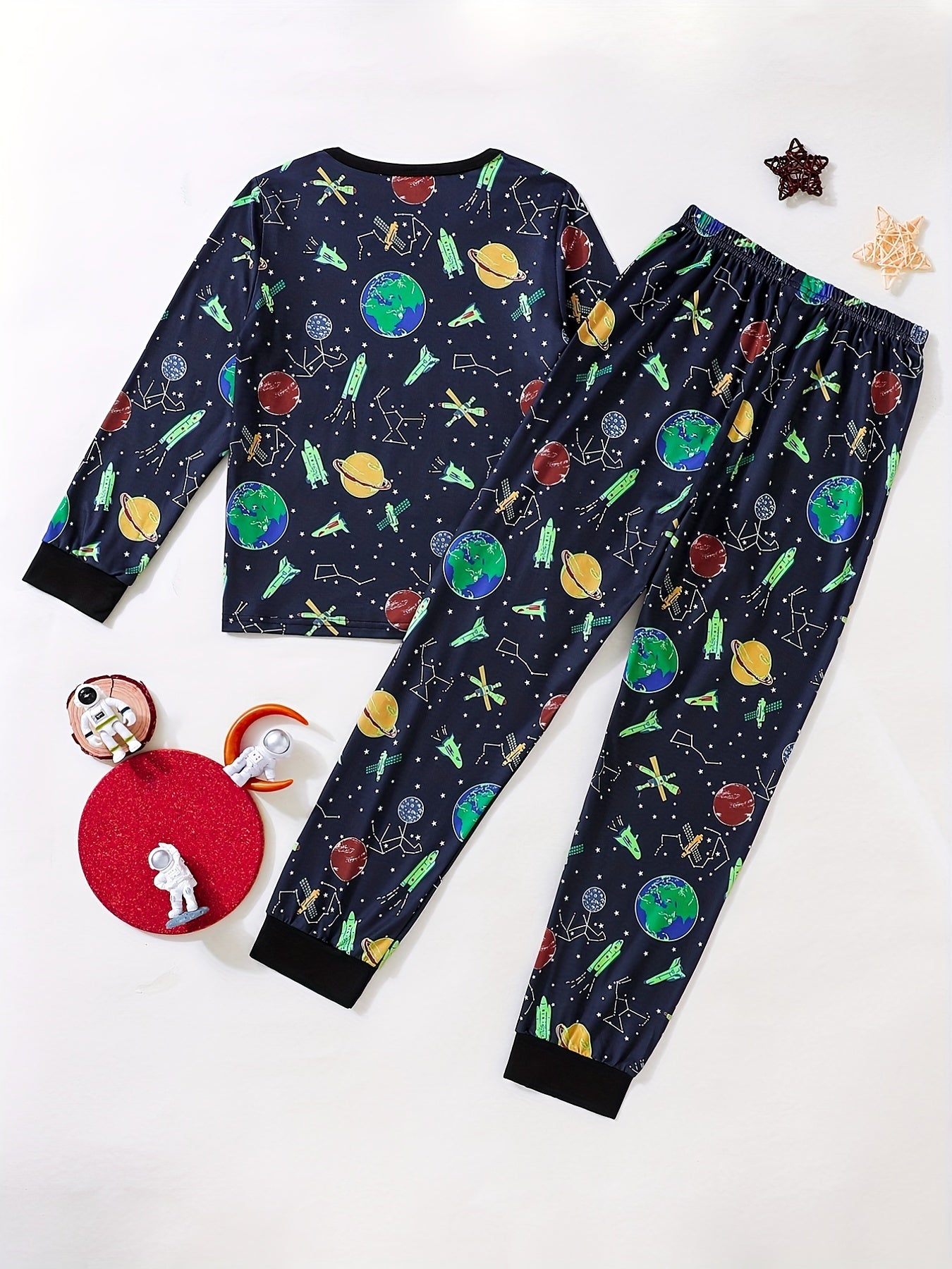 Space Planets Pajama Set for Kids Long Sleeve Top & Pants