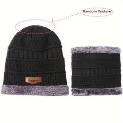 Velvet Winter Beanie Hat & Scarf Set for Men & Women