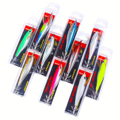 10 9 4g Horizontal Squid Jig Luminous Jigging Bait Sea Fishing Cuttlefish EGI