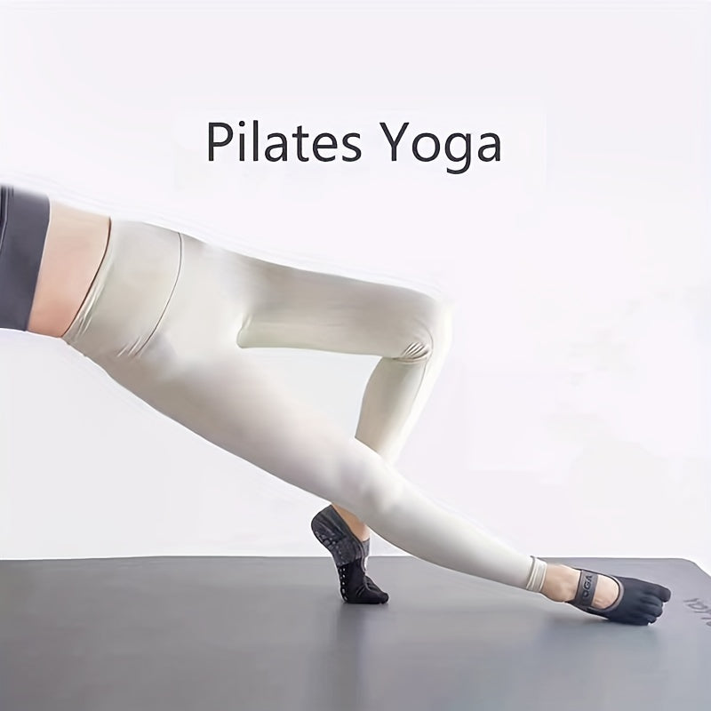 4 Pairs Non-Slip Yoga Five Toe Socks with Straps Soft Cotton Pilates Socks