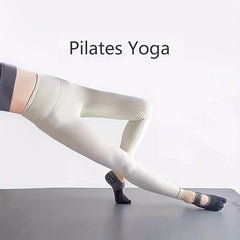 4 Pairs Non-Slip Yoga Five Toe Socks with Straps Soft Cotton Pilates Socks