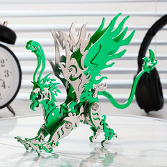 MOKR 3D Metal Dragon Puzzle Educational DIY Jigsaw Model in Silver Green Gold
