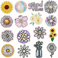 16pcs Embroidered Cloth Bag Patches - Colorful Hot Transfer Printing