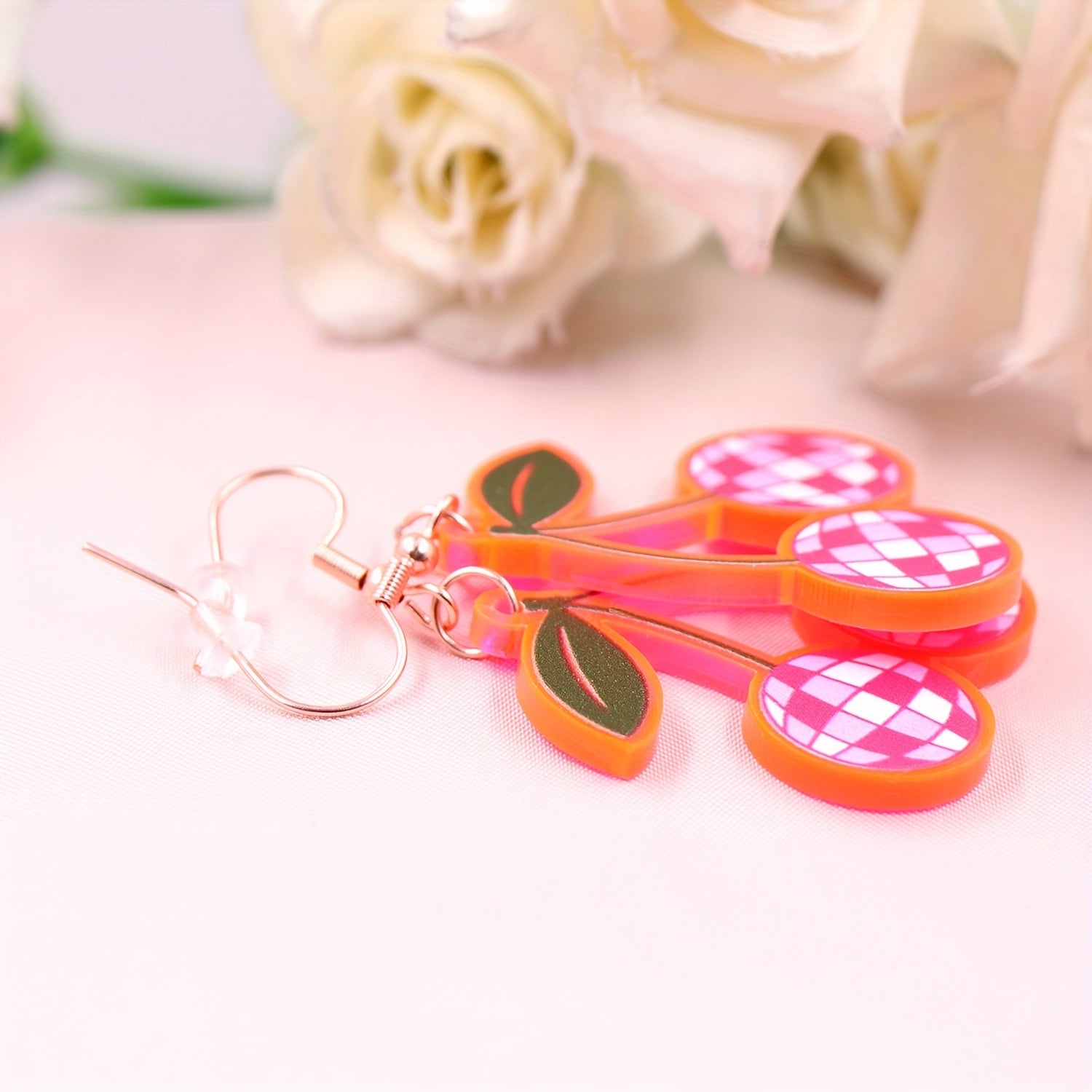 Cherry Fruit Spike Ball Ear Hook Earrings Y2K Jewelry
