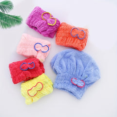 Soft Fiber Shower Cap Candy Bow Decor Shampoo Cap for Hair Drying