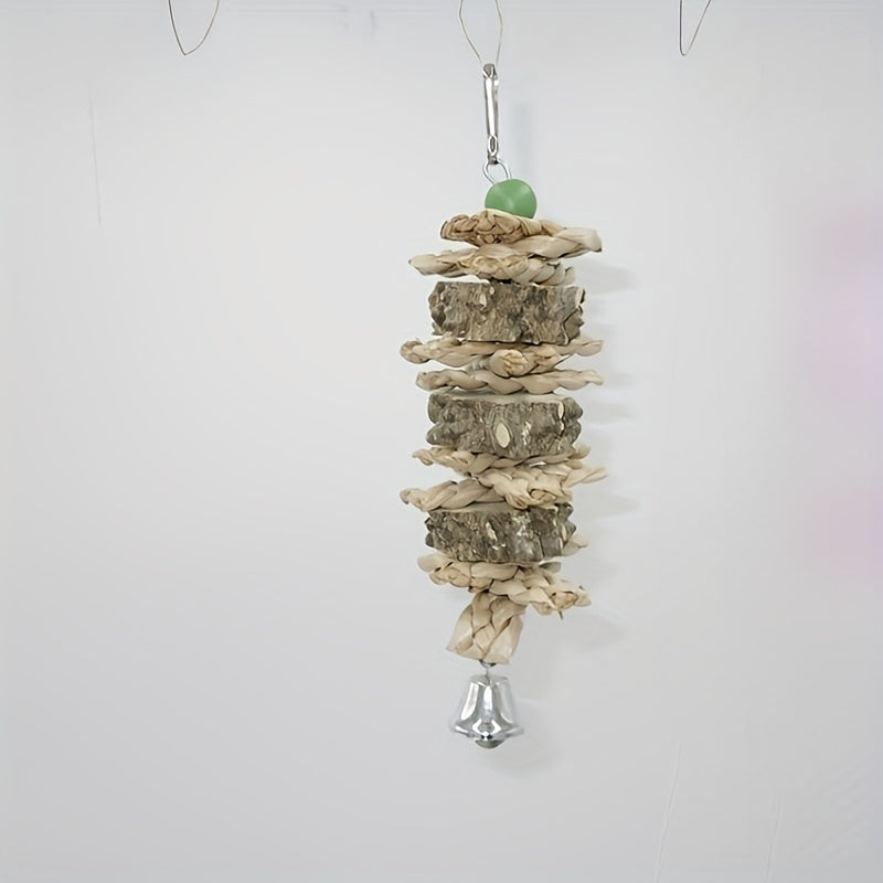 Natural Straw Bird Toys Cuttlebone Parrot Skewers for Calcium Supplement