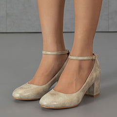 Chunky High Heels Ankle Strap Pumps Women's Footwear