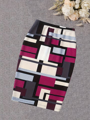 Geo Pattern Sheath Skirt Casual Women's Clothing