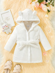 Toddler Baby Girl Soft Plush Robe Hooded Pajamas Coat Sleepwear
