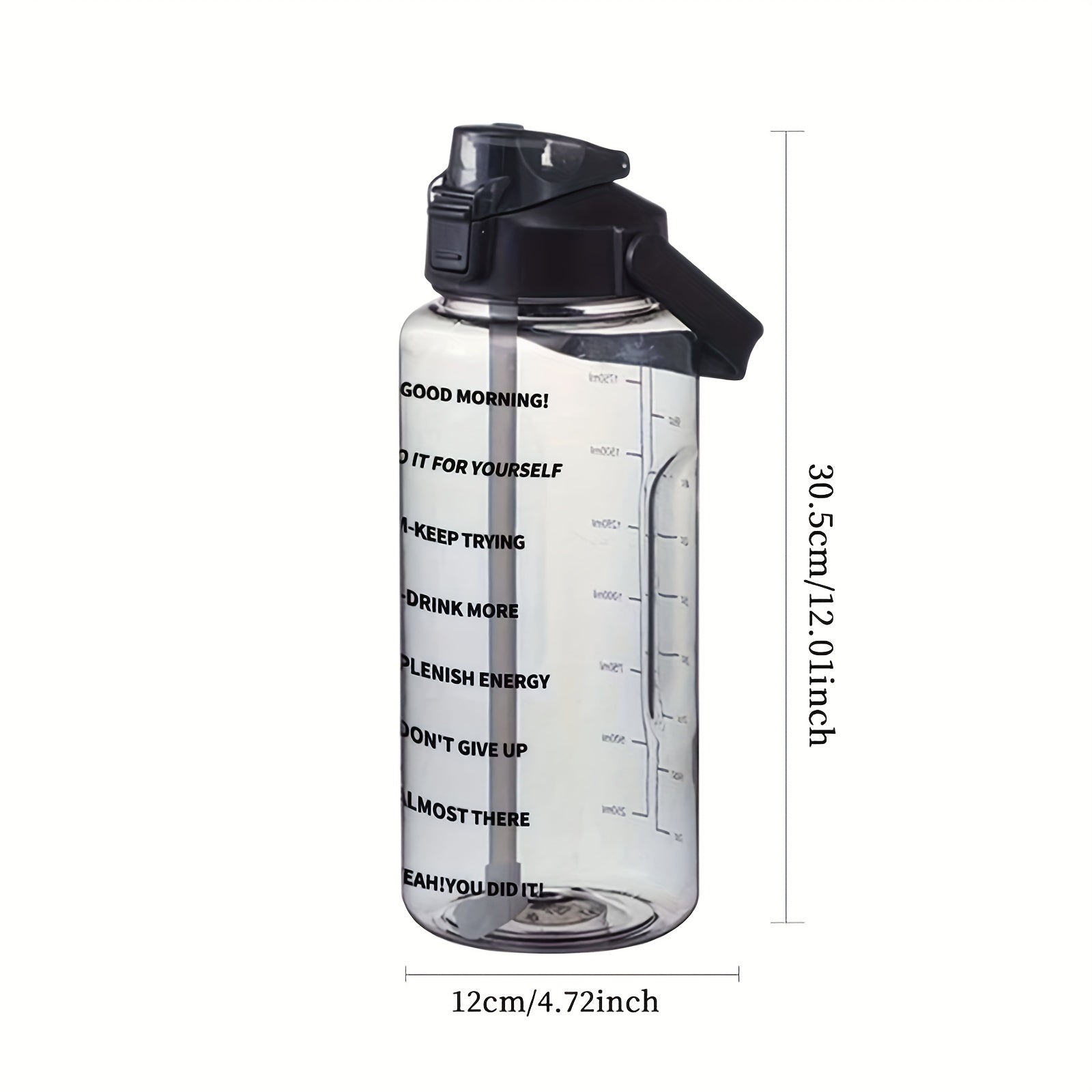2000ml Portable Water Cup Lightweight Bottle Straw Fitness Outdoor Sports