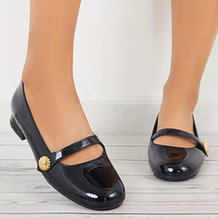 Women's Low Heel Mary Jane Patent Leather Shoes