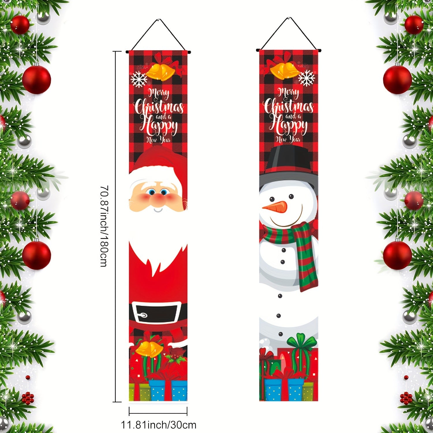 Christmas Door Banner Decorations Santa Claus Snowman Outdoor Hanging Decor