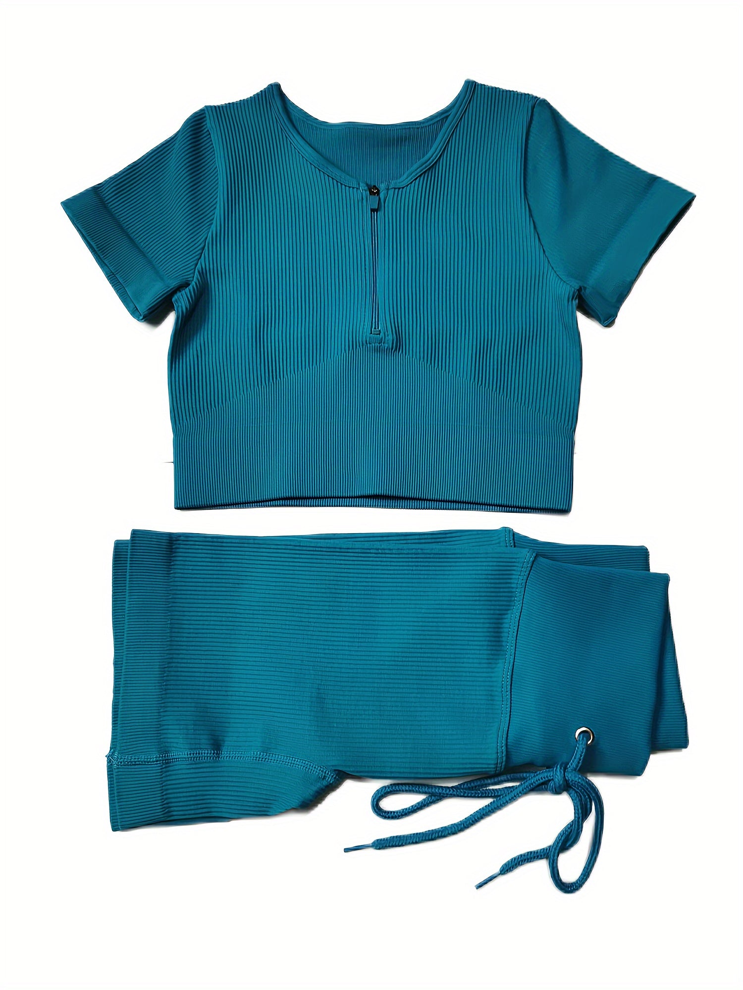 2pcs Yoga Set Crop Top & Running Shorts Suit Women's Activewear