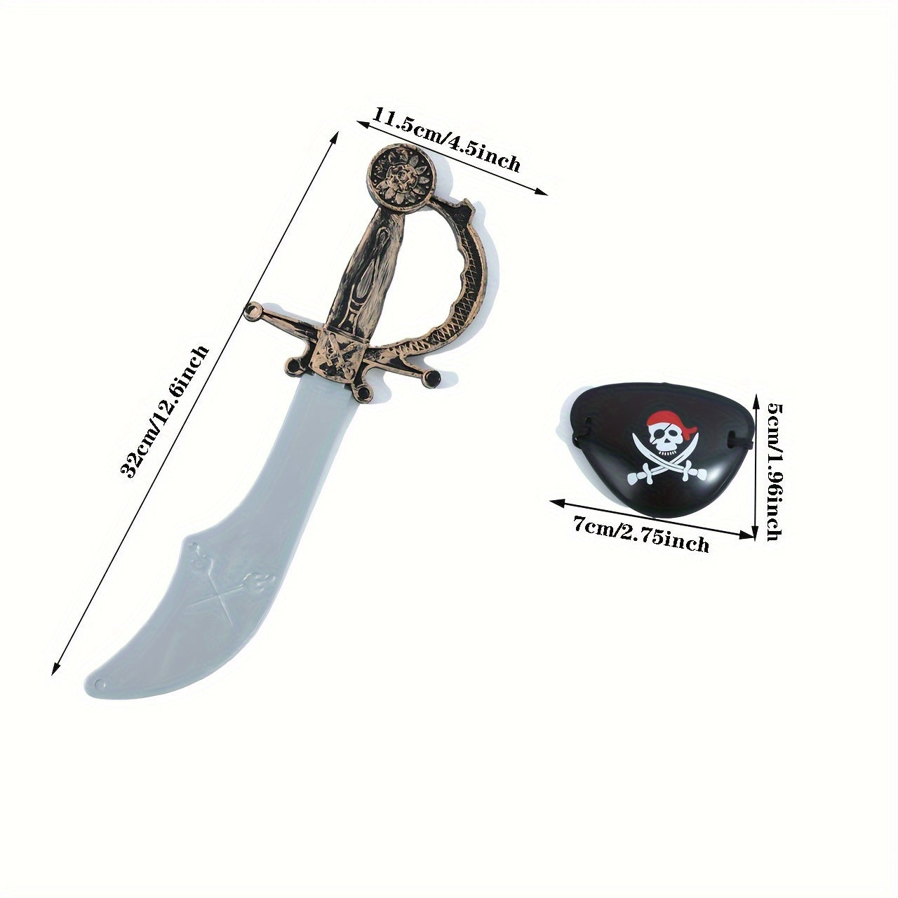 Pirate Cutlass & Eye Patch for Pirate Parties & Role Play