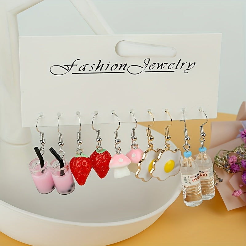 5 Pairs Girls Funny Drop Earrings for Party Birthday Gift