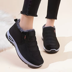 Women's Faux Fur Winter Snow Boots Anti slip Comfy Slip on Shoes