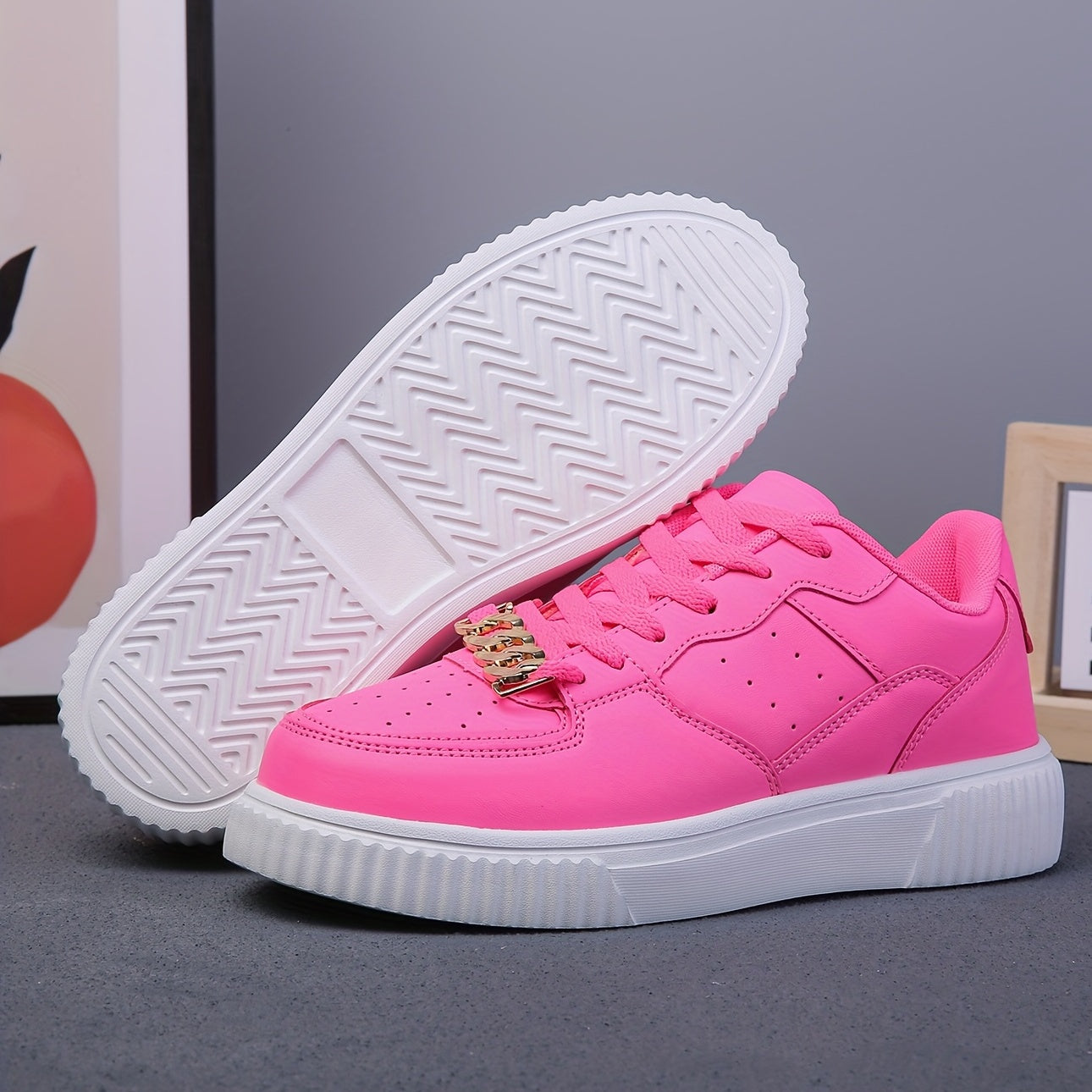 Women's Lightweight Lace Up Board Shoes Non Slip Casual Flat Shoes