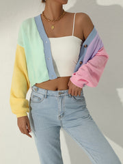 Colorful Long Sleeve Crop Cardigan for Women