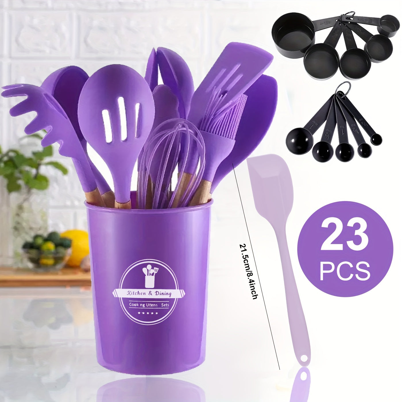 23pcs Cooking Utensils Set Silicone Cooking Tools in Colorful Storage Co