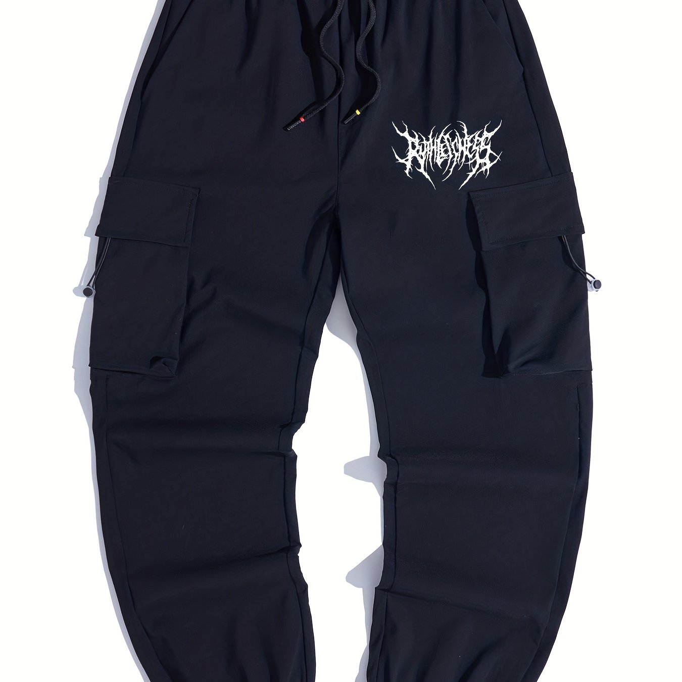 Stylish Letter Print Casual Cotton Mid Stretch Cargo Pants Men s Joggers