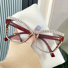 Clear Lens Rhinestone Square Frame Eyeglasses