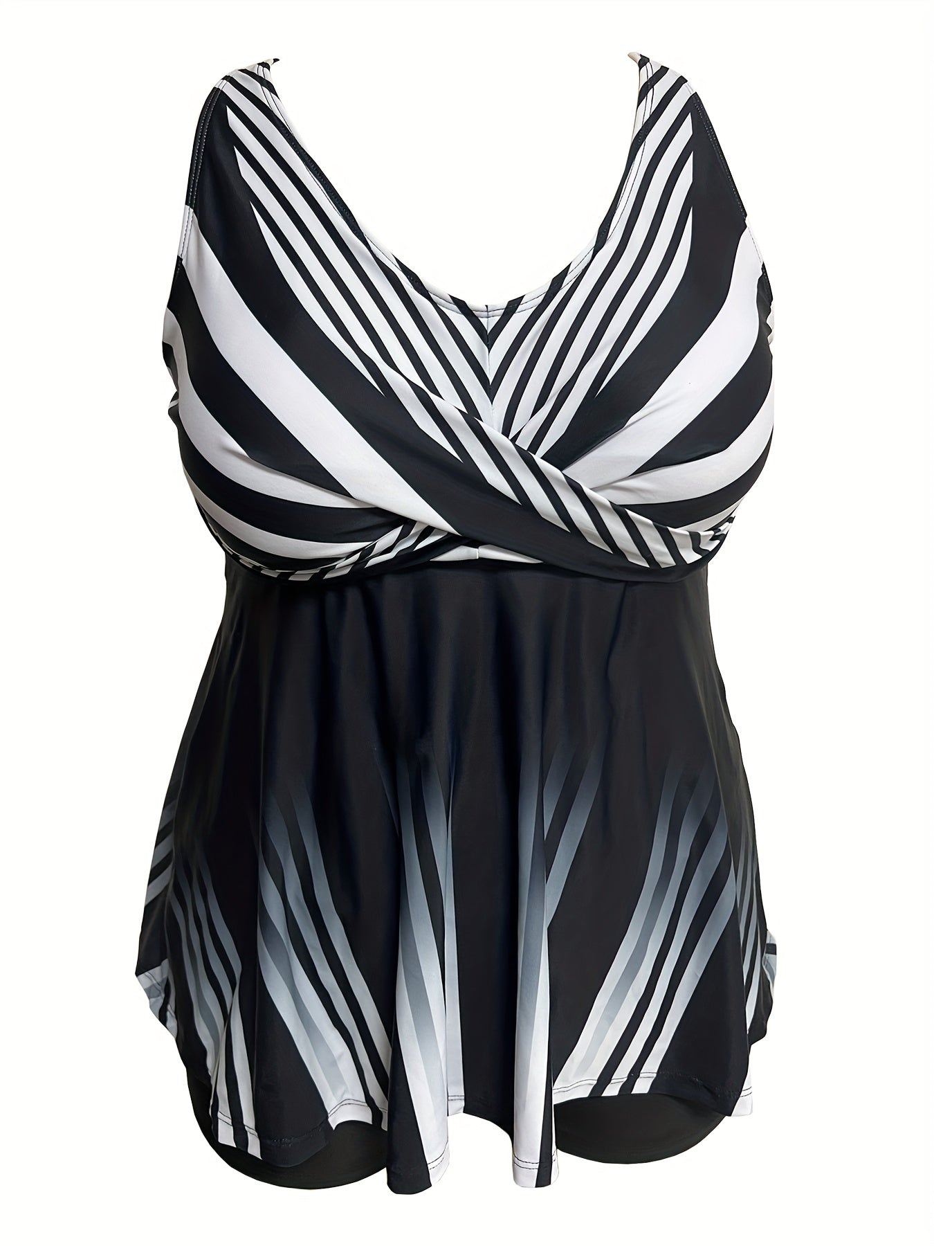 Stripe Print Tankini Set Two Piece Swimsuit