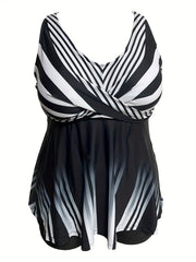 Stripe Print Tankini Set Two Piece Swimsuit