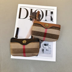 Stylish Plaid Zipper Coin Purse & Wallet for Women with Keychain