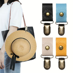 PU Leather Hat Clip For Backpack Luggage Solid Embossed Travel Hat Clip