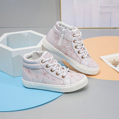 Sequin Middle Top Sneakers with Zipper for Girls