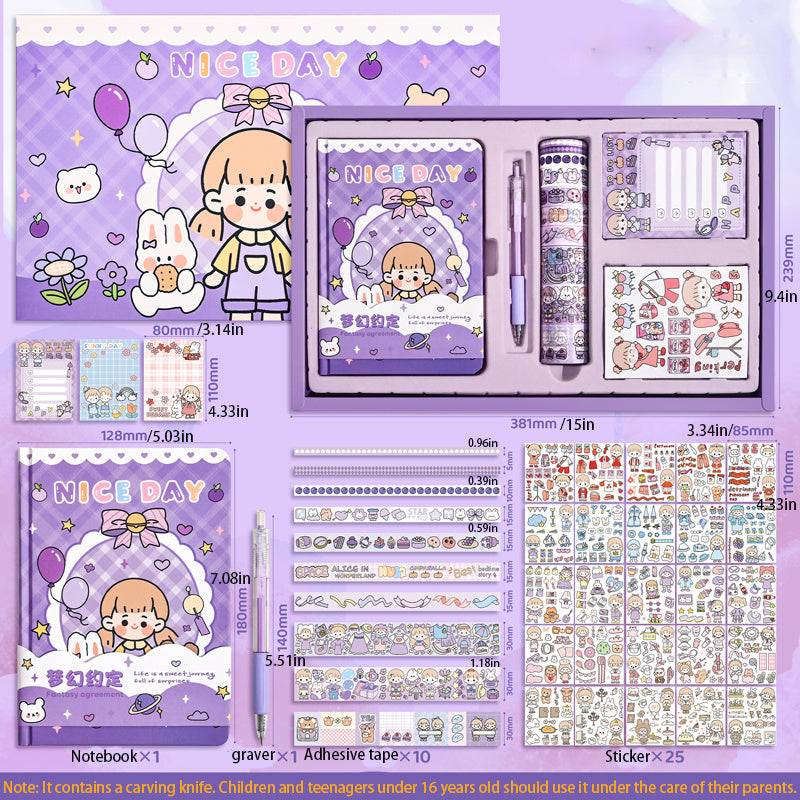 Dreamy Promise Gift Set Journal Notebook Tape Sticky Notes Stickers