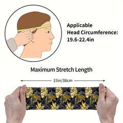 Golden Palm Leaf Sports Headband Sweat Wicking Stretchy Breathable