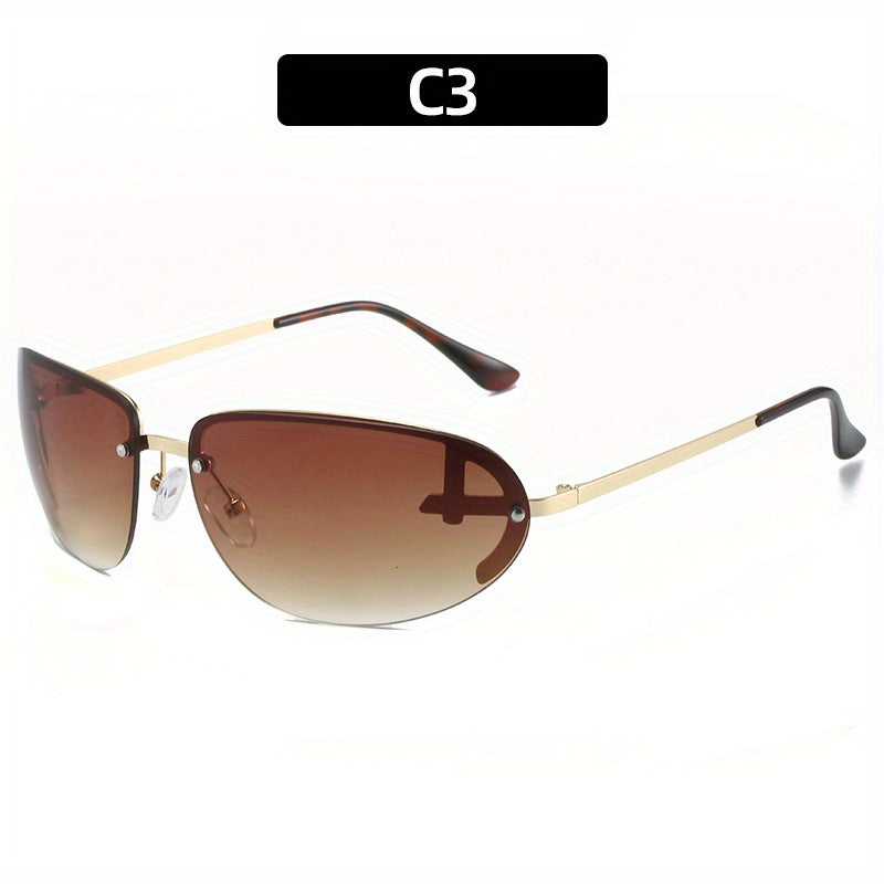 Y2K Futuristic Sunglasses Cyberpunk Rimless UV400