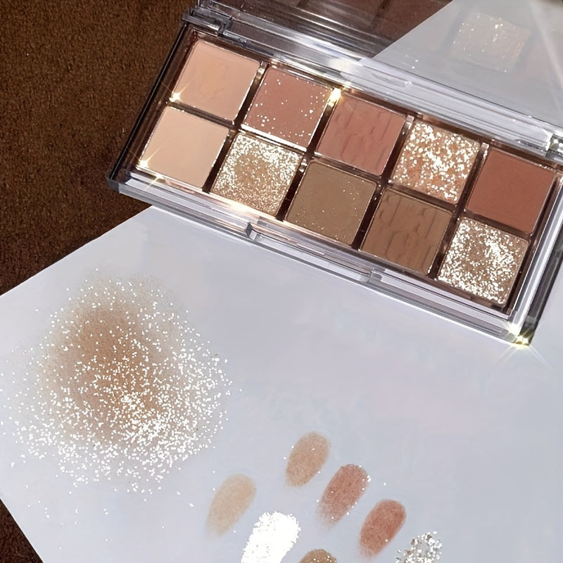 10 Colors Eyeshadow Palette Golden Brown Pumpkin Matte Pearly Shimmer