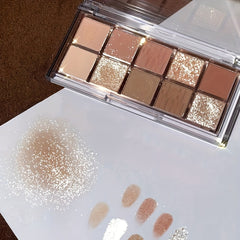 10 Colors Eyeshadow Palette Golden Brown Pumpkin Matte Pearly Shimmer