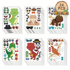 24PCS Dinosaur Make-A-Face Stickers Party Favors Activities