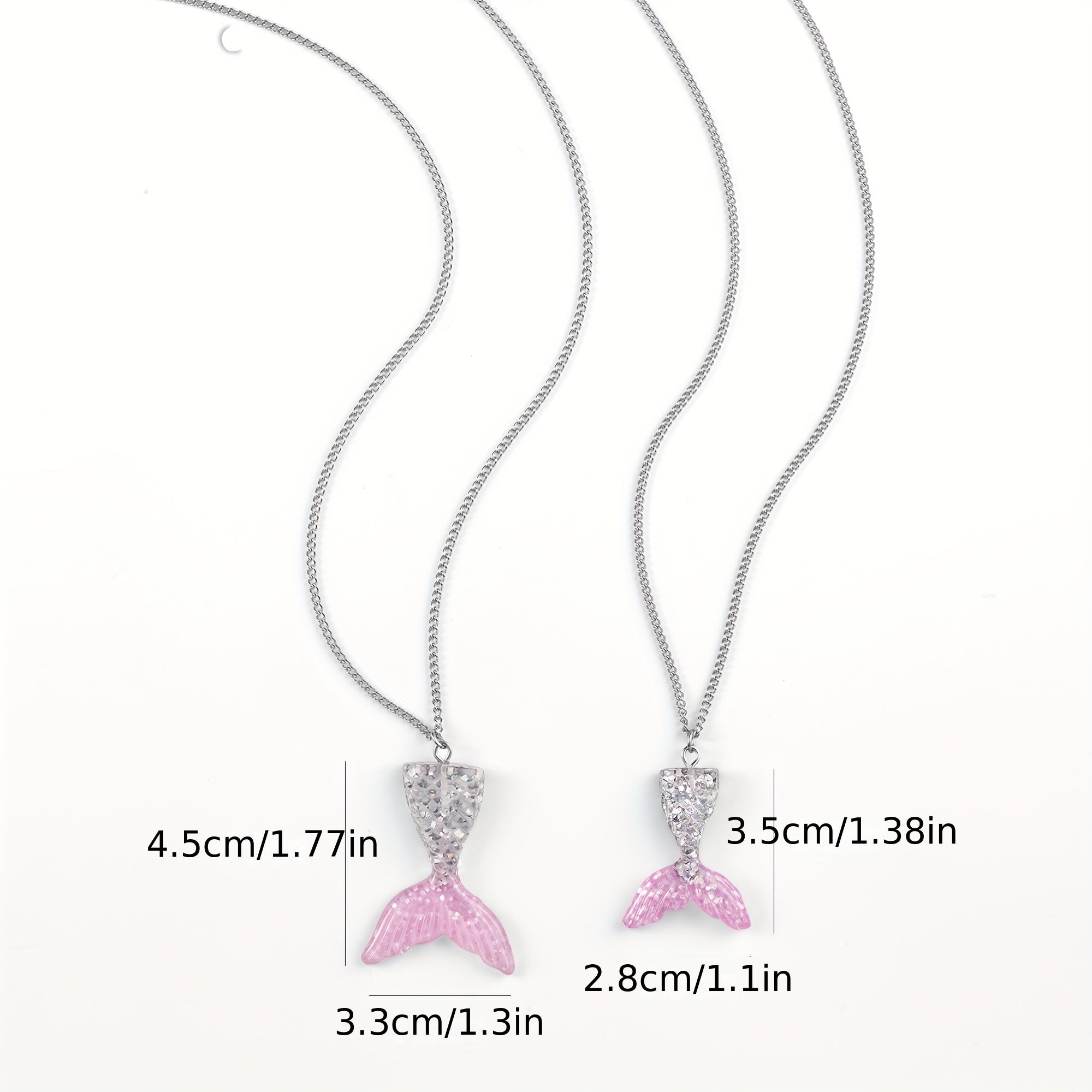 Resin Mermaid Tail Pendant Necklace Stainless Steel Chain Set
