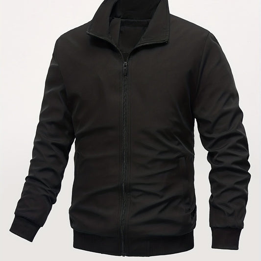 Men's Stand Collar Zip Up Jacket Coat For Spring Fall