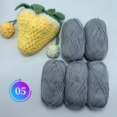 250g 5rolls Milk Cotton Yarn 4 Strands Baby Thread Doll Blanket DIY Thread Slipp