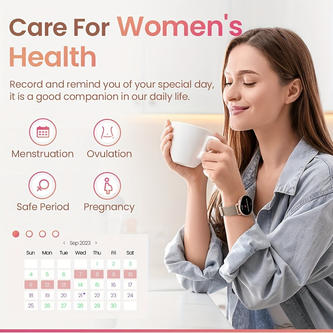 IP68 Waterproof Women's Smartwatch with Health Monitoring