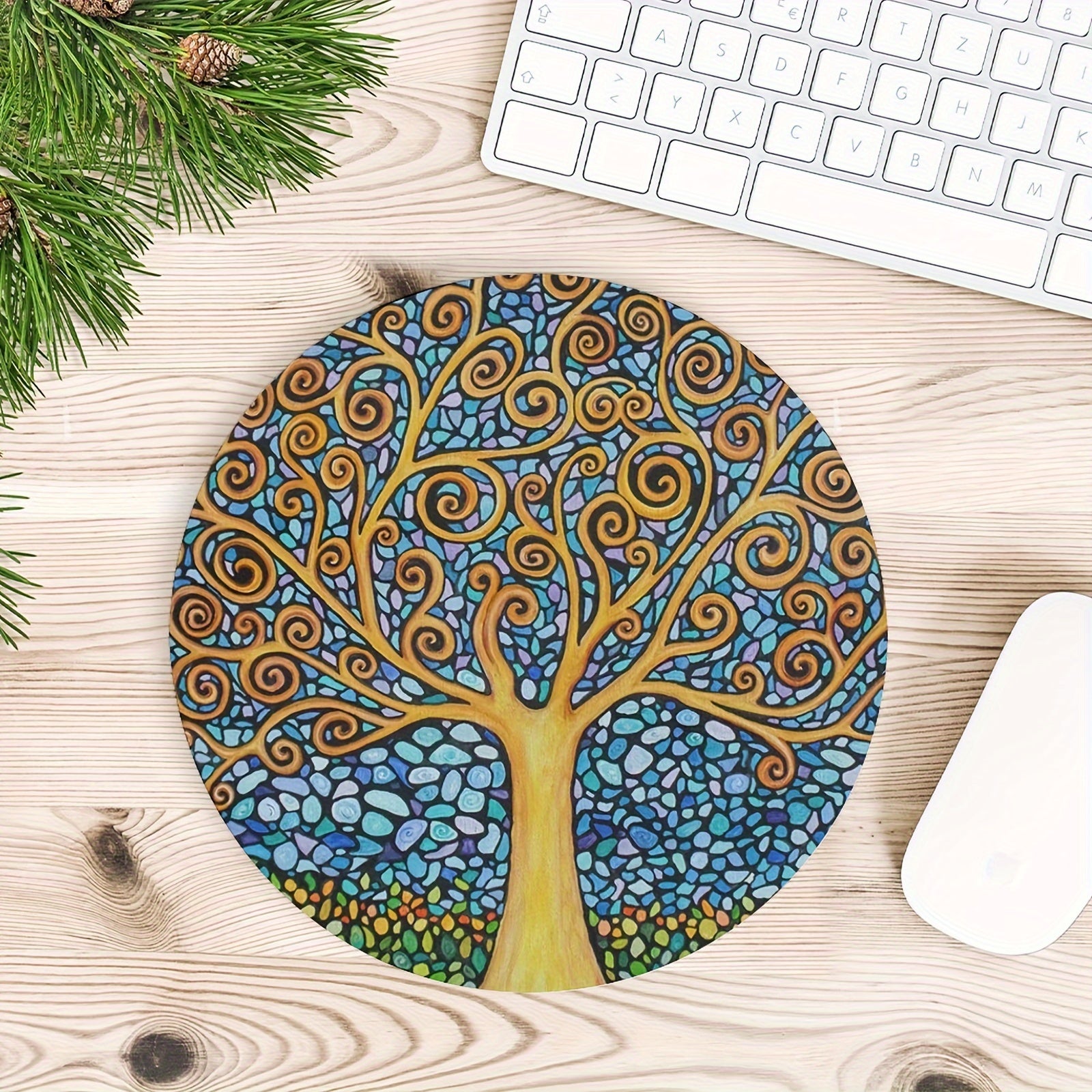 Tree Of Life Round Mouse Mat Non Slip Rubber Base Mousepad