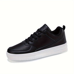 Faux Leather Skate Shoes Casual Flat Wear Resistance Sneakers