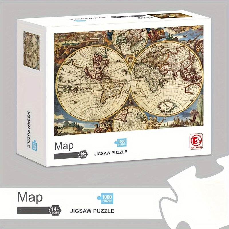 1000pcs Ancient Map & Famous Paintings Puzzle World Map for History Buffs