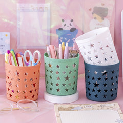 Hollow Stars Pen Pencil Pot Holder Desk Organizer Office Supplies