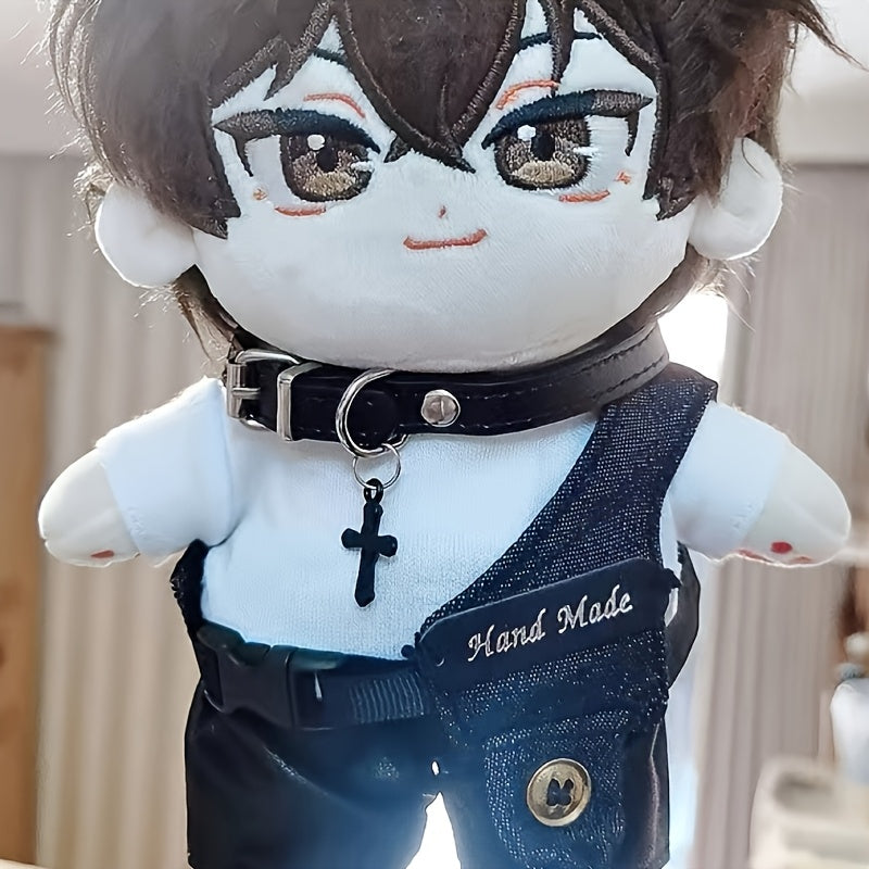 20Cm Doll Clothes Pants Vest Set Collar Shoes Glasses for 20Cm Plush Doll