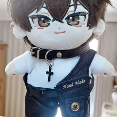 20Cm Doll Clothes Pants Vest Set Collar Shoes Glasses for 20Cm Plush Doll