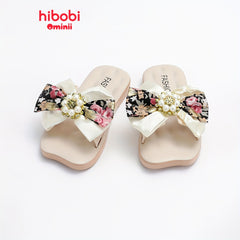 Hibobi Girls Floral Pattern Bowknot Open Toe Slippers