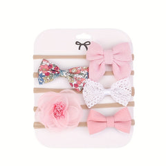 5-Piece Floral Bow Headband Set for Infant & Baby Girls
