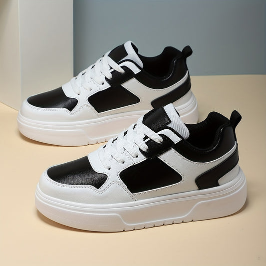 Women's Chunky Faux Leather Sneakers for Outdoor Sports