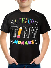 TEACH TINY HUMANS Print Boy's T shirt Kids Toddler Short Sleeve
